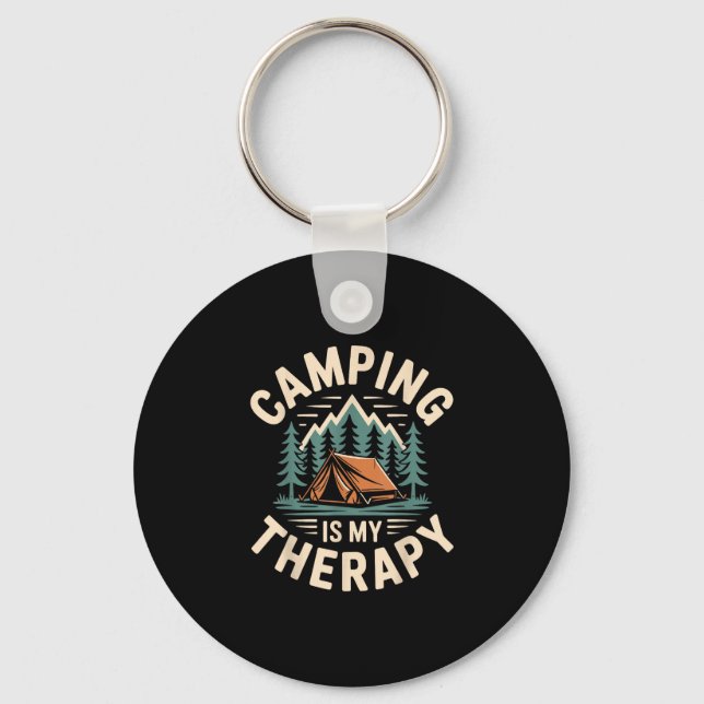 Camping is my therapy funny camper  key ring (Front)