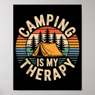 Camping is my therapy funny camper  poster
