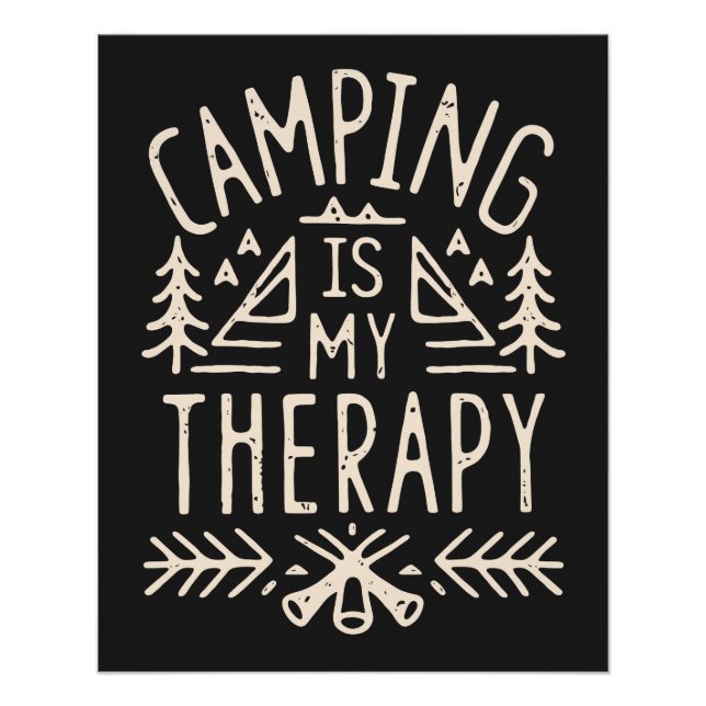 Camping is my therapy funny camper retro aesthetic poster (Front)