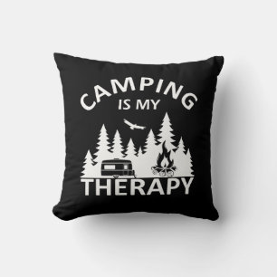 Camping is my therapy funny camper slogan cushion