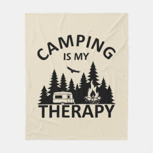 Camping is my therapy funny camper slogan fleece blanket