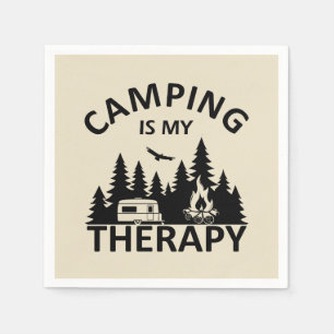 Camping is my therapy funny camper slogan napkin