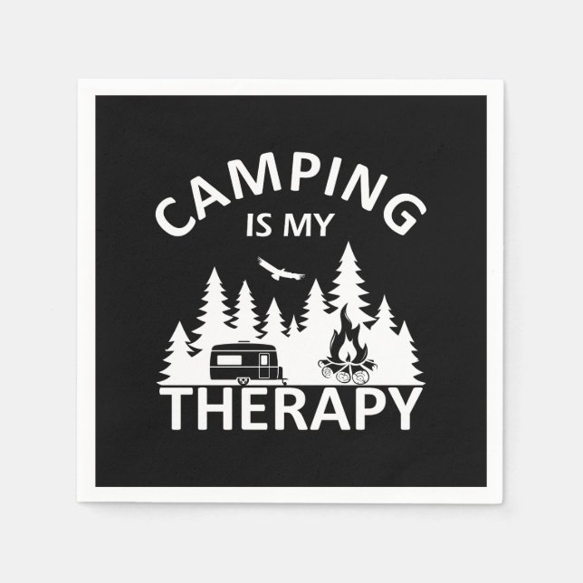 Camping is my therapy funny camper slogan napkin (Front)