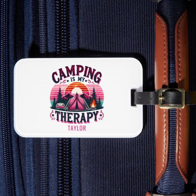 Camping Is My Therapy Luggage Tag (Front Insitu 4)