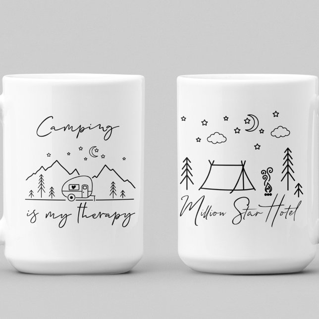 Camping is My Therapy & Million Star Hotel Quotes Coffee Mug (Camping is My Therapy & Million Star Hotel Quotes 15oz Coffee Mug)