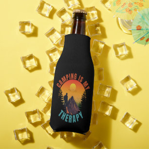 Camping is my therapy outdoor vacation gift bottle cooler