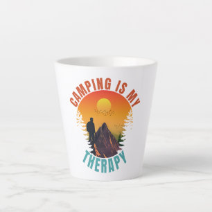 Camping is my therapy outdoor vacation gift latte mug