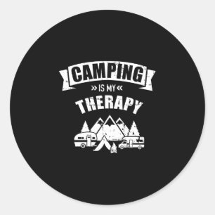 Camping is my therapy performance classic round sticker