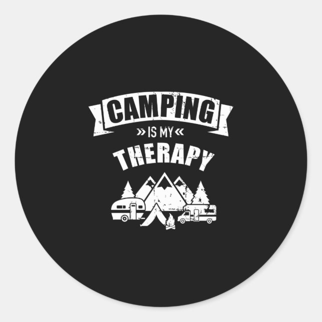 Camping is my therapy performance  classic round sticker (Front)