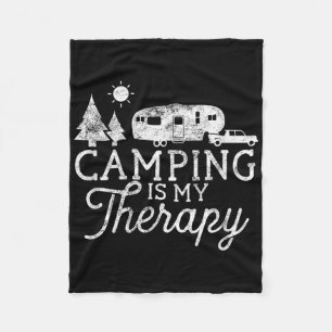 Camping Is My Therapy Shirt 5th Wheel Camper Rv Va Fleece Blanket