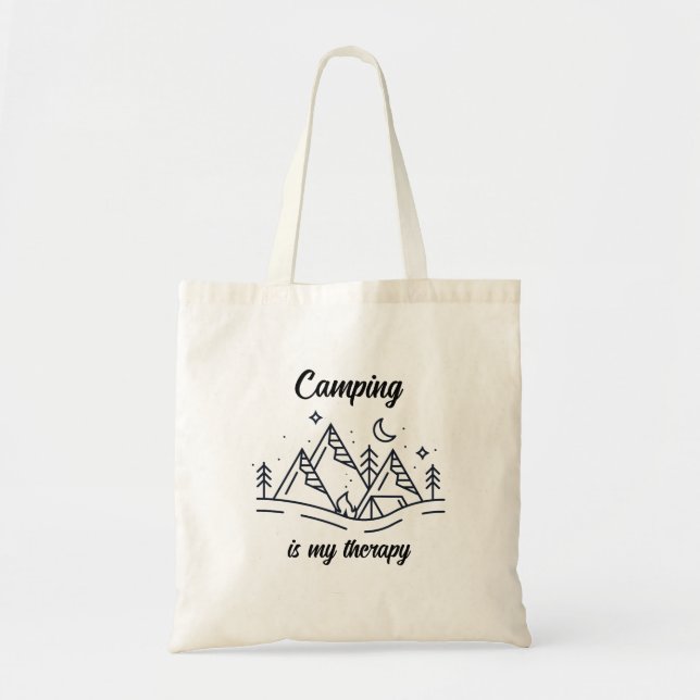 Camping is my therapy simple summer tote bag (Front)