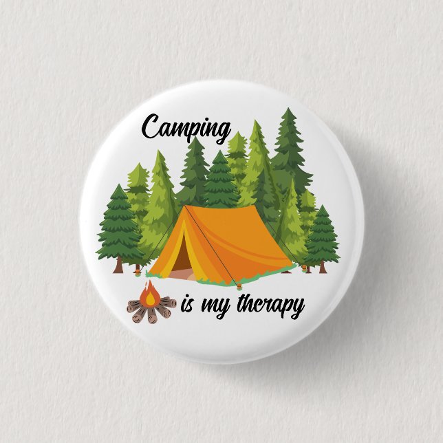 Camping is my therapy summer 3 cm round badge (Front)
