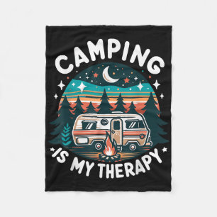 Camping Is My Therapy Summer Vacation Family Match Fleece Blanket