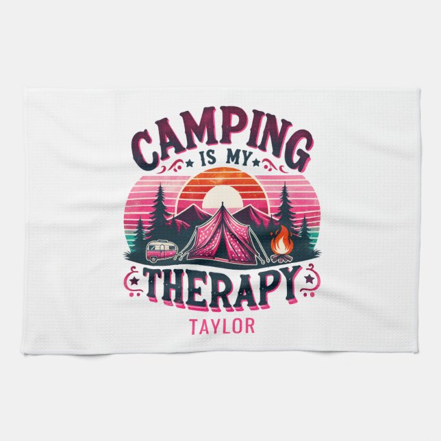 Camping Is My Therapy Tea Towel (Horizontal)