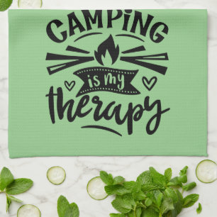 Camping Is My Therapy Tea Towel