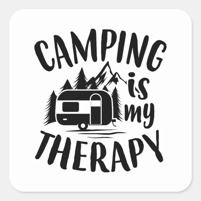 Camping is my therapy word art square sticker (Front)