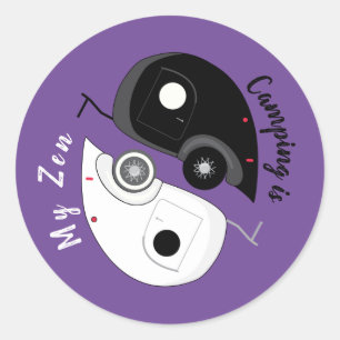 Camping is My Zen Yin Yang Teardrop Trailer Classic Round Sticker