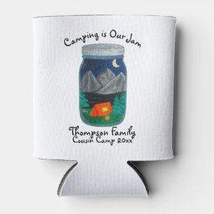Camping is Our Jam Tent and Mountains in Jar Can Cooler