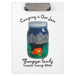 Camping is Our Jam Tent and Mountains in Jar Clipboard