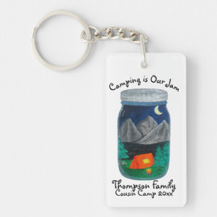 Camping is Our Jam Tent and Mountains in Jar Key Ring