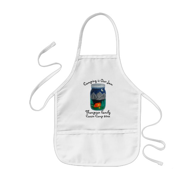 Camping is Our Jam Tent and Mountains in Jar Kids Apron (Front)