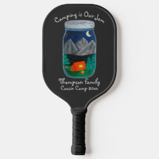Camping is Our Jam Tent and Mountains in Jar Pickleball Paddle