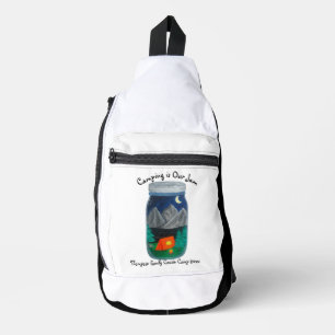 Camping is Our Jam Tent and Mountains in Jar Sling Bag
