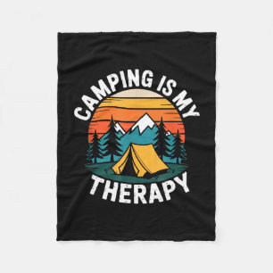 Camping is therapy camp camper outdoor adventure fleece blanket