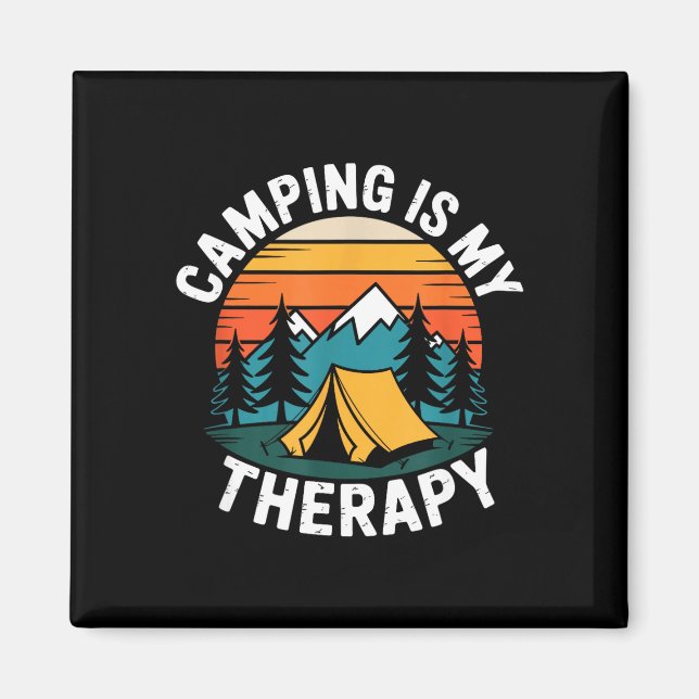 Camping is therapy camp camper outdoor adventure magnet (Front)