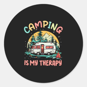 Camping is therapy campfire summer camp family classic round sticker