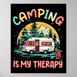 Camping is therapy campfire summer camp family poster