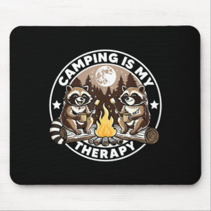 Camping is therapy hike camping lover raccoons mouse pad