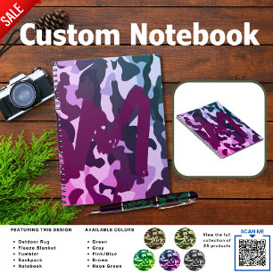 Camping Journal   ADD INITIAL Camouflage Kids Teen