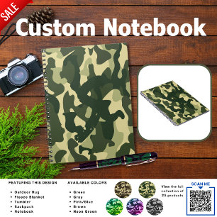 Camping Journal   ADD INITIAL Camouflage Kids Teen