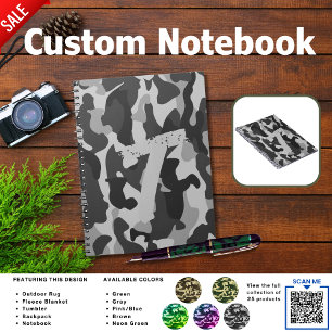 Camping Journal   ADD INITIAL Camouflage Kids Teen