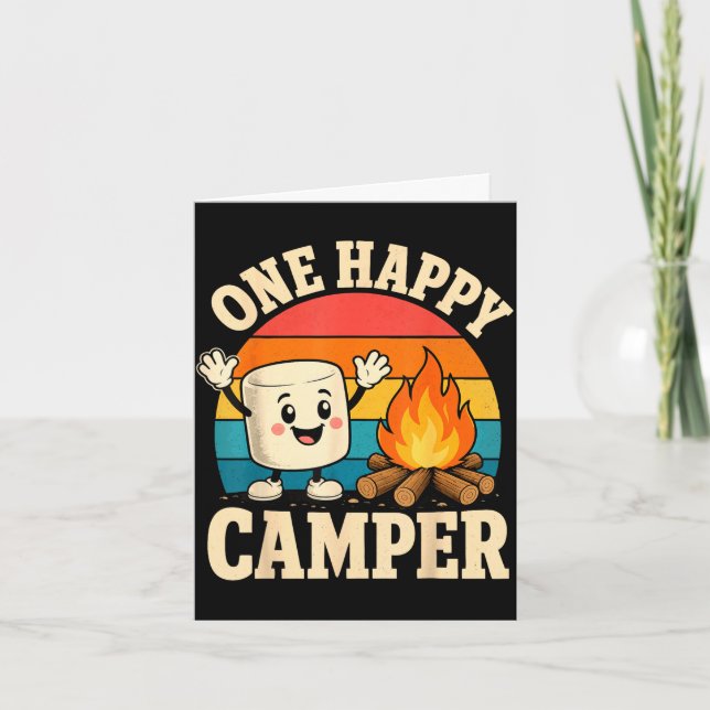 Camping kids cute marshmallow campfire  card (Front)