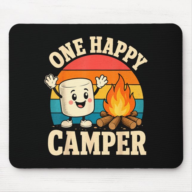 Camping kids cute marshmallow campfire  mouse pad (Front)