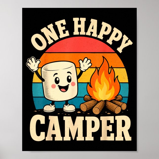 Camping kids cute marshmallow campfire  poster (Front)