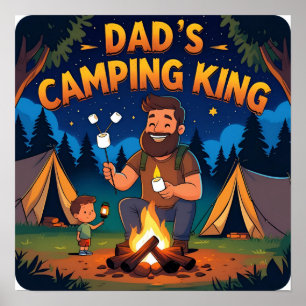 Camping King Dad Digital Poster Art Print