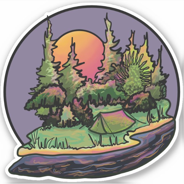 Camping Landscape Sticker (Front)