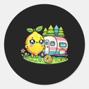 Camping Lemon Classic Round Sticker