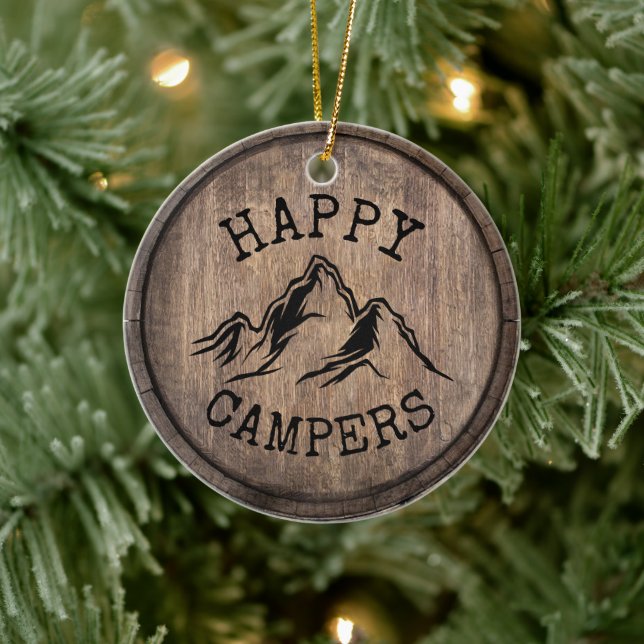 Camping Life Happy Campers Mountain Adventure Ceramic Ornament (Tree)