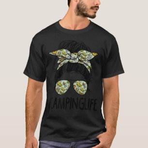 Camping Life Messy Bun Hair Mother's Day 2022 Camp T-Shirt