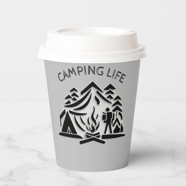 Camping Life Personalise Name Text Coffee Paper Cups (Front)