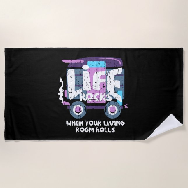 Camping - Life Rocks Beach Towel (Front)
