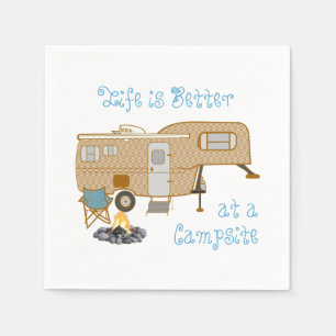 Camping Life Saying 5th Wheel RV Camper Napkin