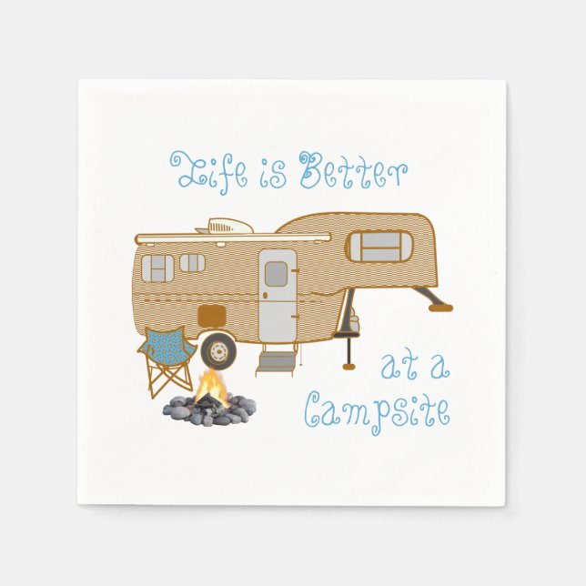 Camping Life Saying 5th Wheel RV Camper Napkin (Front)