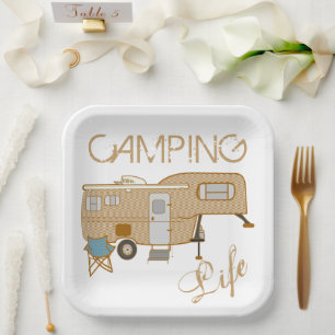 Camping Life Saying 5th Wheel RV Camper Paper Plate