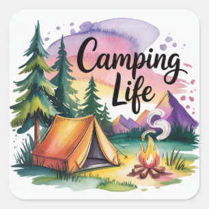 Camping Life Square Sticker