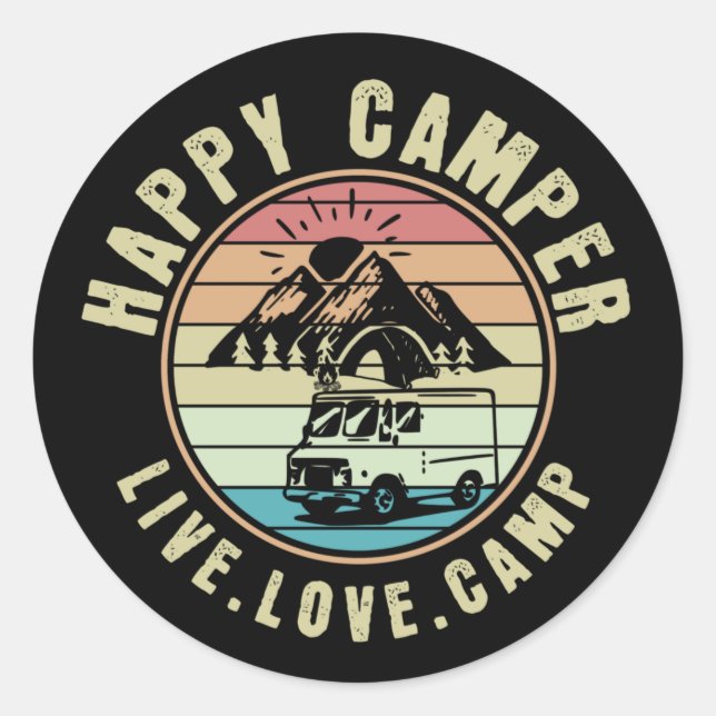 Camping- Live. Love. Camp Outdoors Classic Round Sticker (Front)